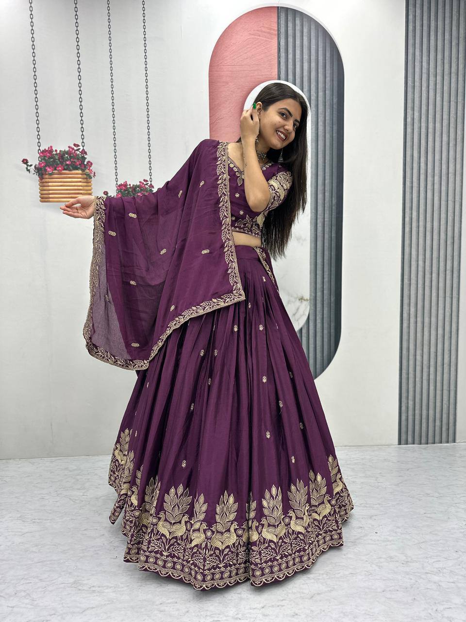 Festival Wear Chinon Lehenga Choli Set