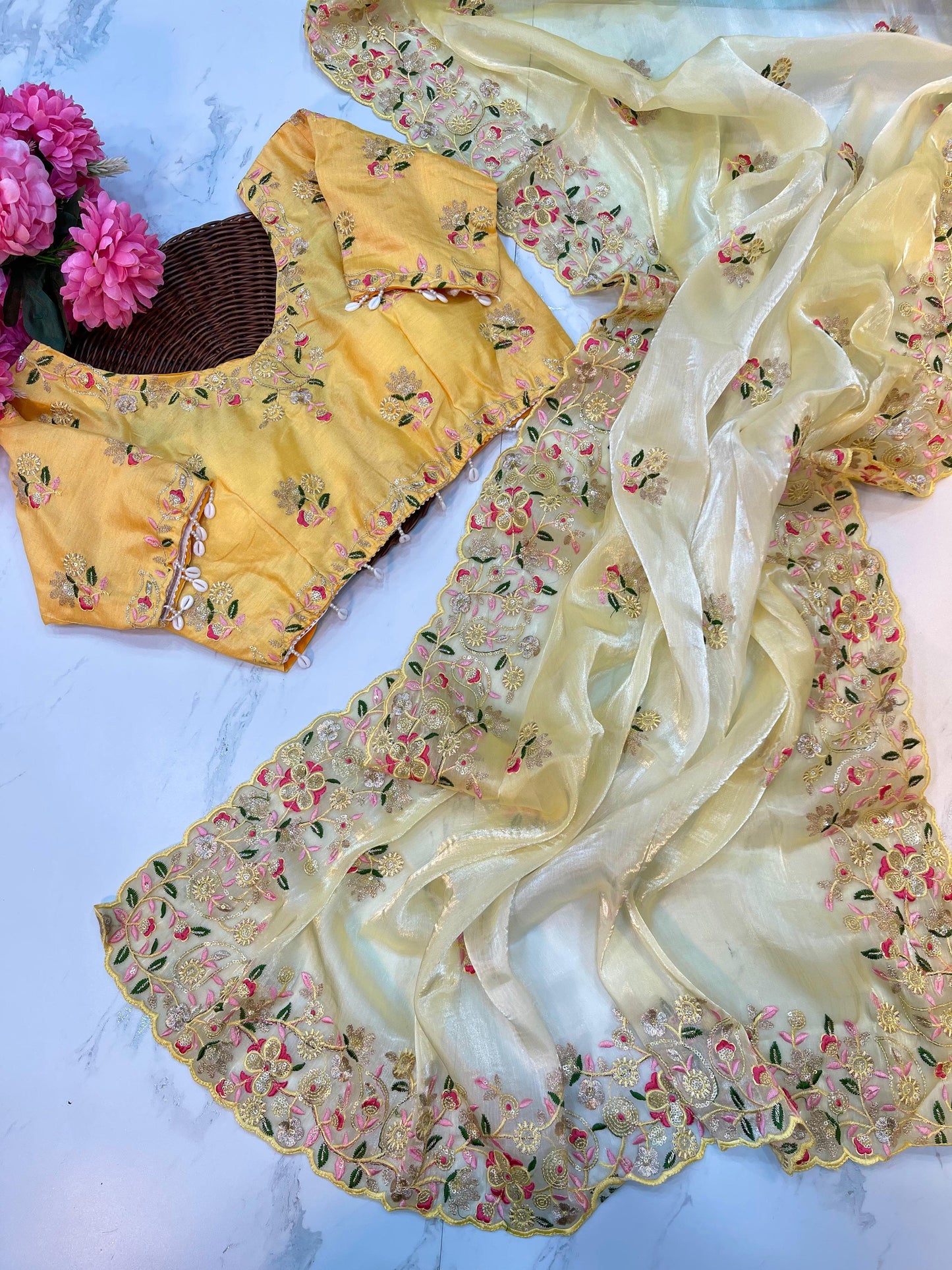 Jasmin Soft Fendy Chiffon Embroidery Saree