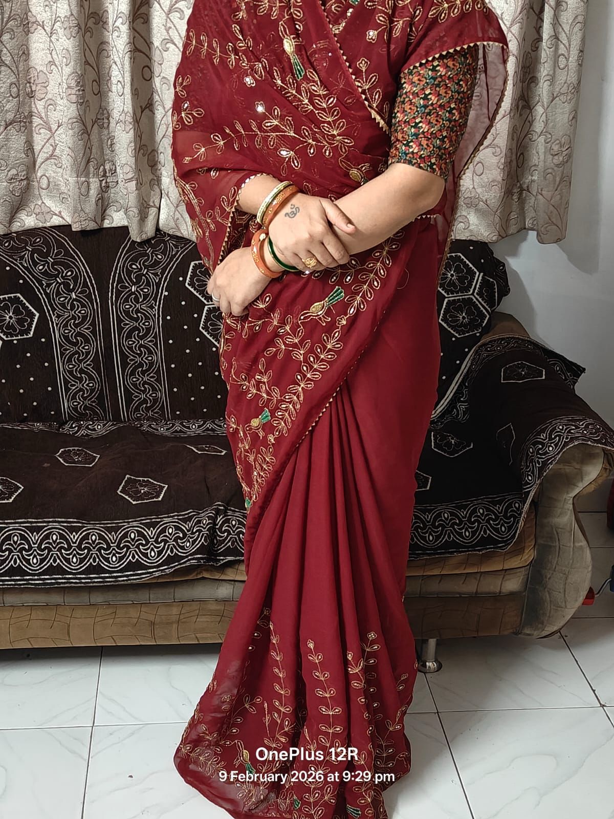 Royal Georgette Darbari Saree with Multi Sequence Work & Lace Border