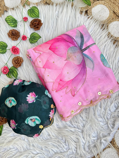 Rosy Soft Teby Silk Floral Print Saree