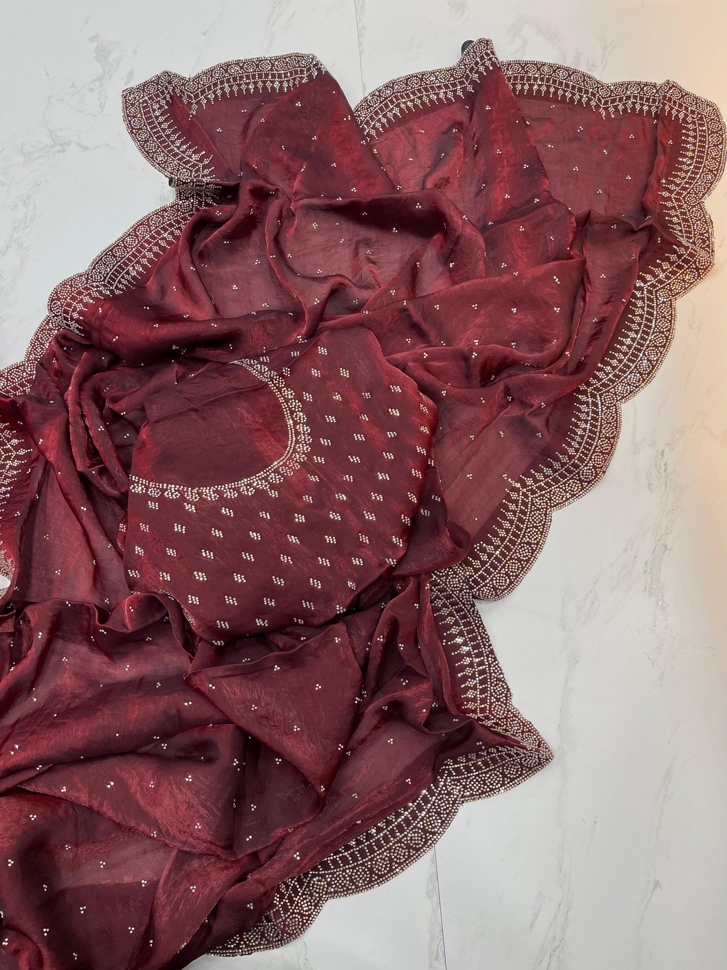 Radha Satin Silk Saree – Maroon