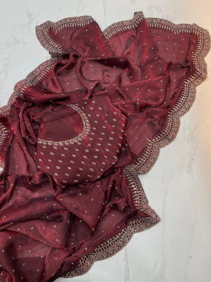 Radha Satin Silk Saree – Maroon