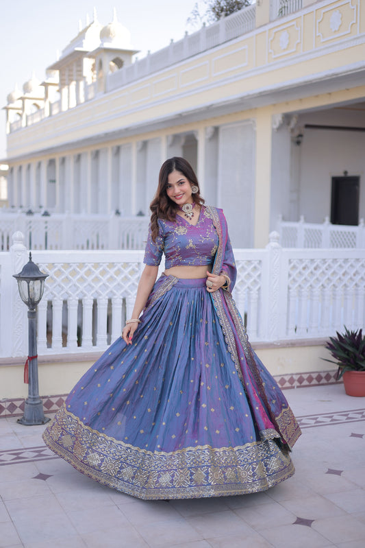 YSL Silk Embroidered Lehenga Choli Set