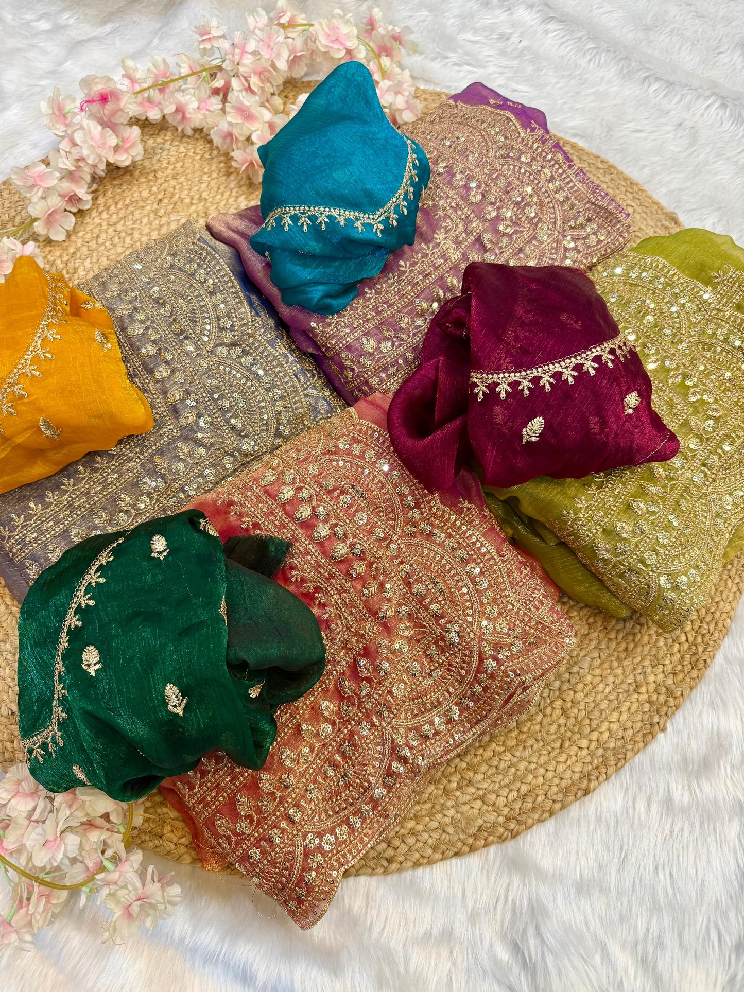 Elegant Space Chiffon Embroidery Saree with Scallop Border