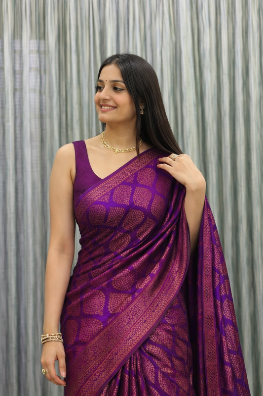 Royal Purple Jacquard Silk Saree