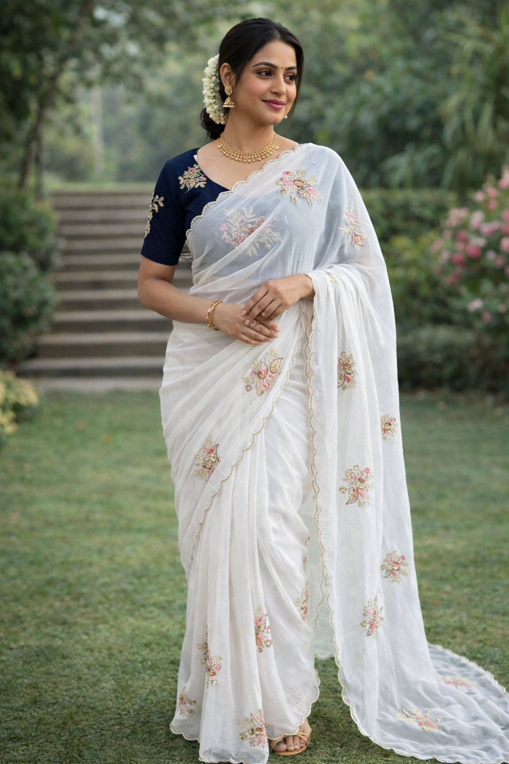 Designer Star Georgette Saree with Patch Work & Aarco Border