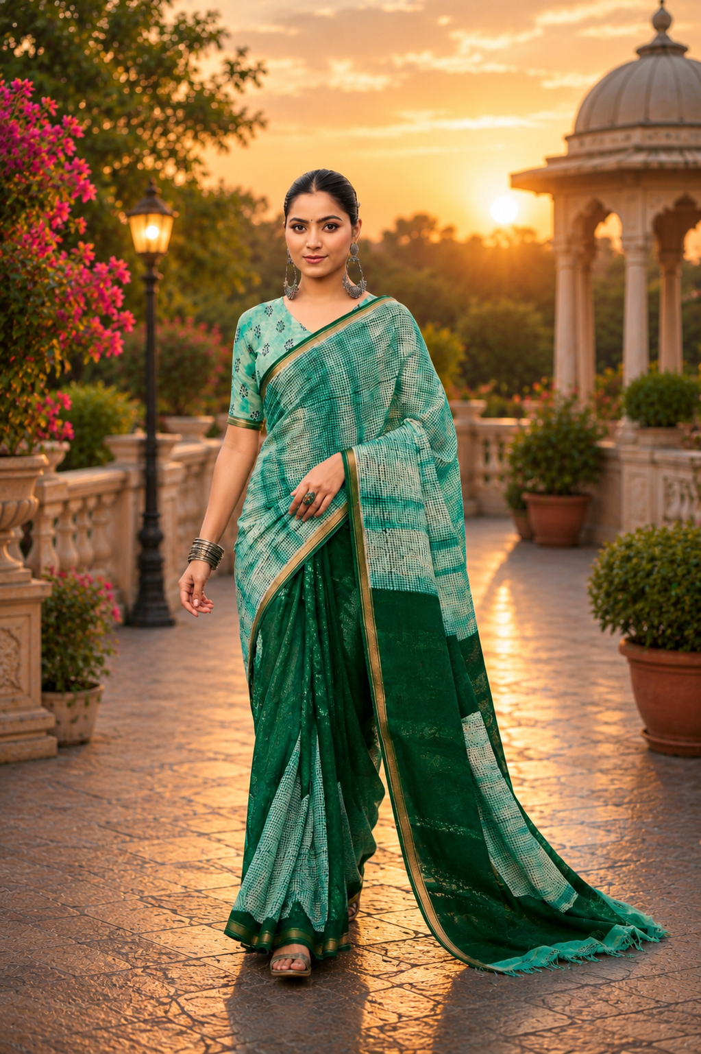 Pathshala Premium Viscose Mul Cotton Printed Saree with Zari Border