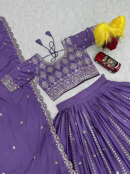 Festival Special Pure Crepe Silk Lehenga Choli With Heavy 7mm Embroidery Sequence Work