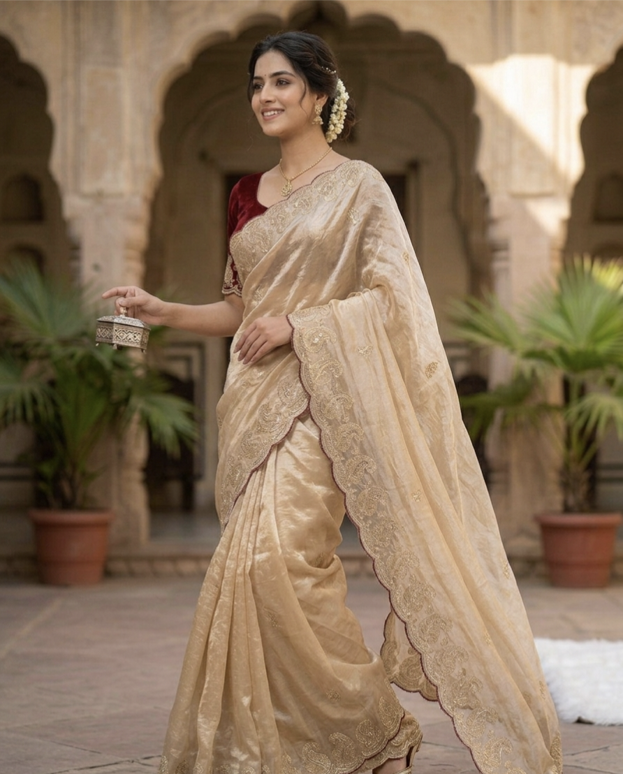 Soft Space Silk Saree With Zari & Sequins Work | Premium Designer Party Wear Saree