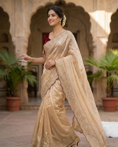 Soft Space Silk Saree With Zari & Sequins Work | Premium Designer Party Wear Saree