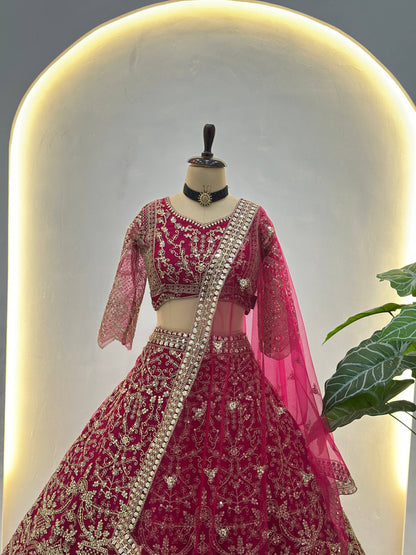 Premium Butterfly Net Designer Lehenga Choli with Heavy Embroidery (3 Colours)