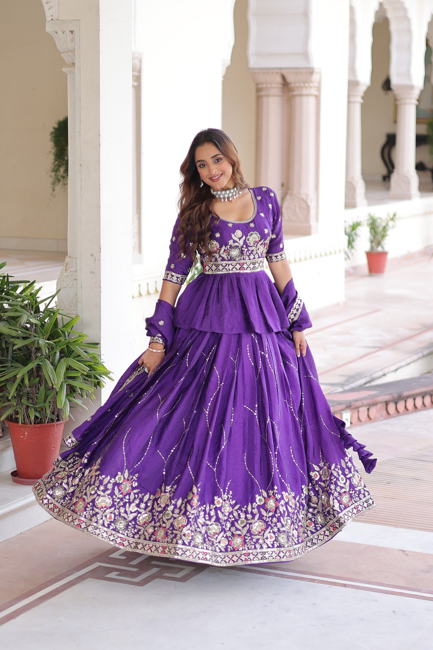 Premium Gold Crush Embroidered Lehenga Choli Set