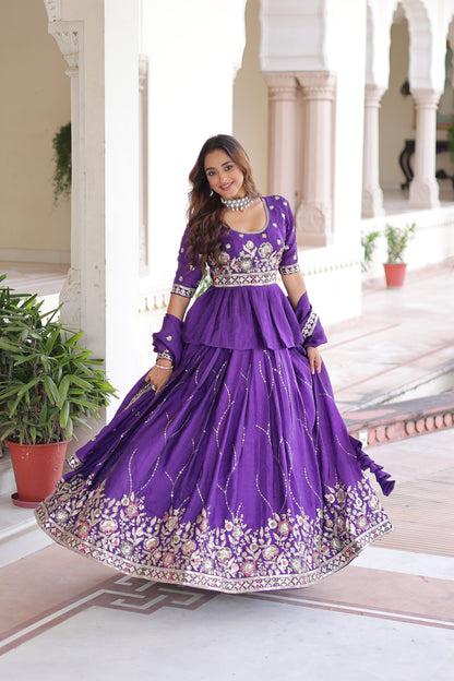 Premium Gold Crush Embroidered Lehenga Choli Set