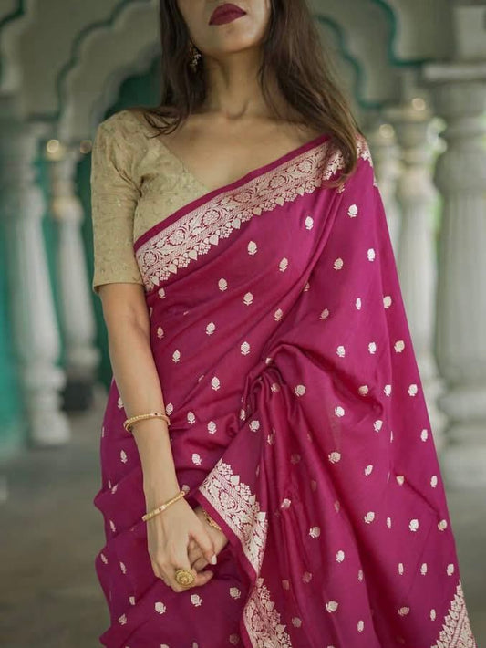 Magenta Zari Work Saree