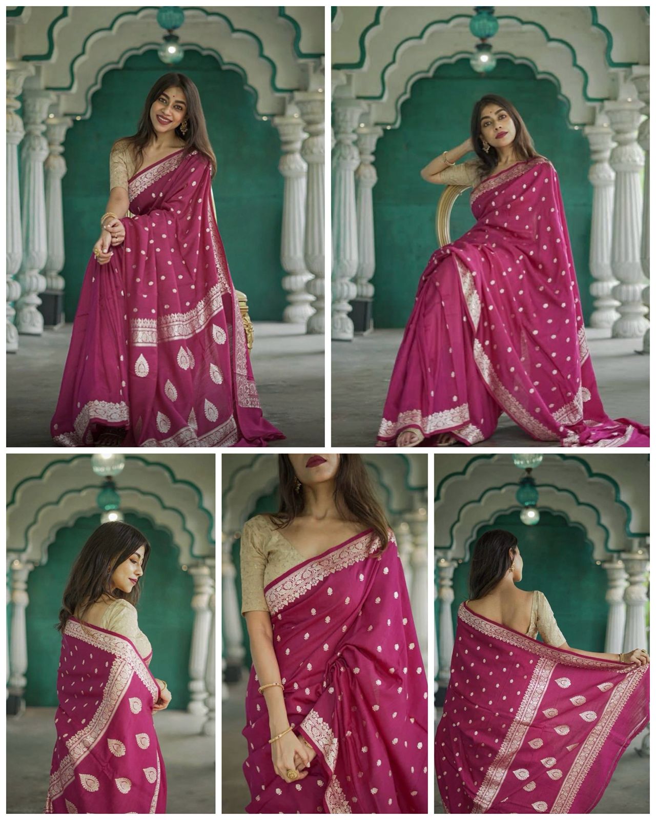 Magenta Zari Work Saree