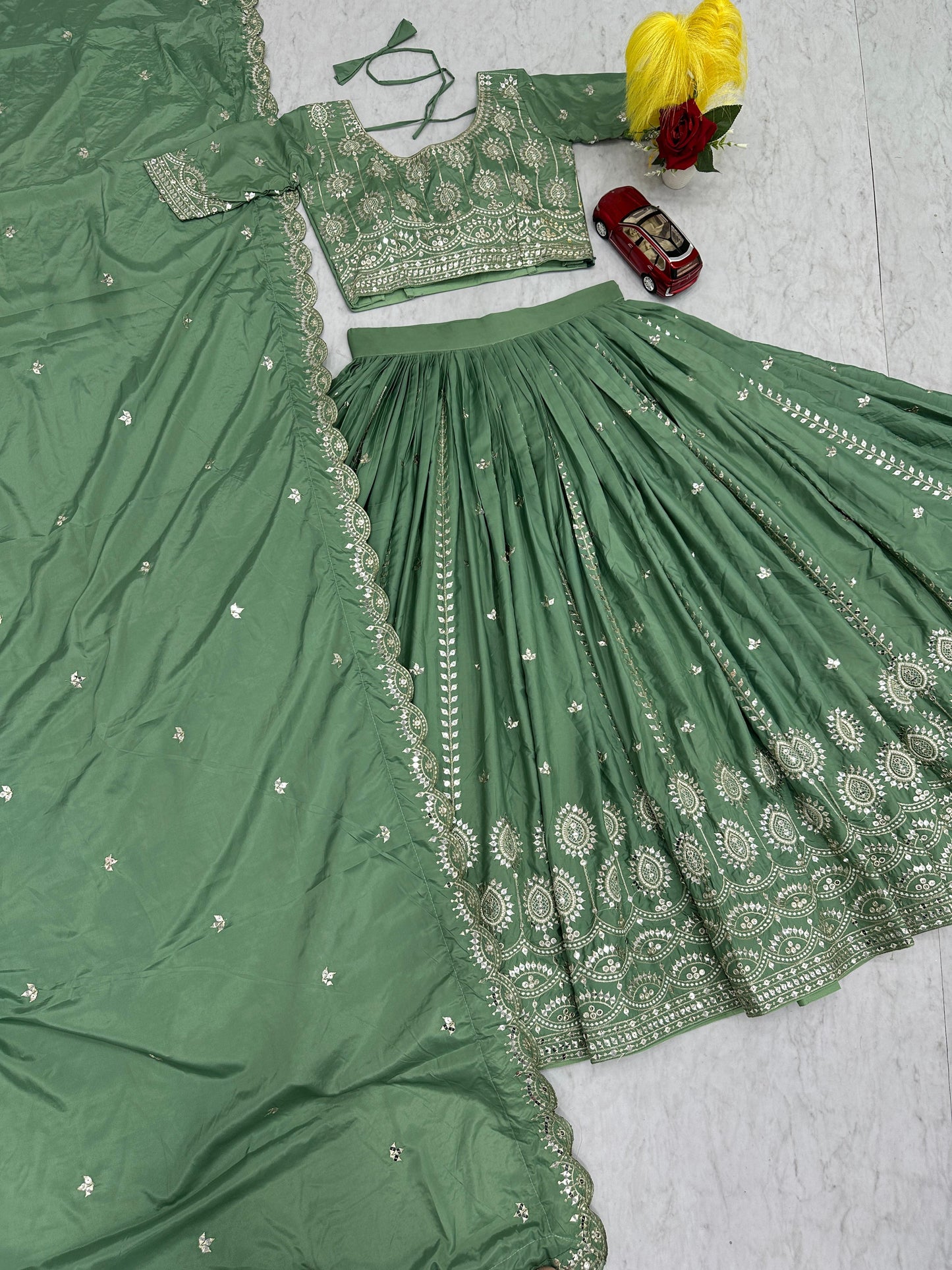 New Festival Wear Pure Crepe Silk Lehenga Choli with Heavy 7mm Sequence Embroidery | Fully Stitched