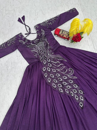 Festival Embroidered Vichitra Silk Gown
