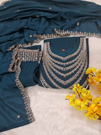 Tulsi Roman Silk Embroidered Suit Set