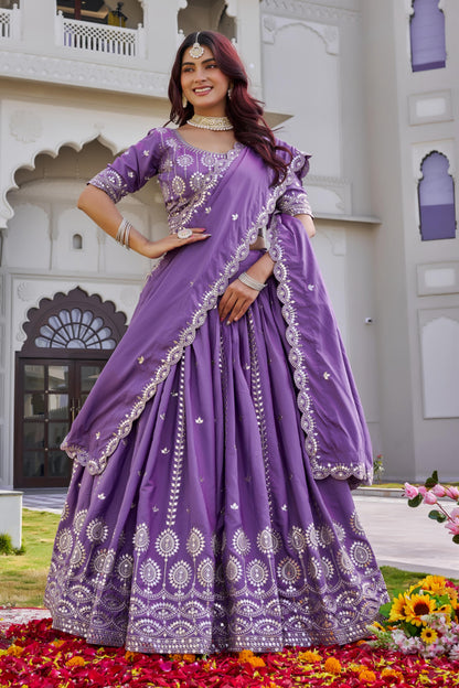 Festival Special Pure Crepe Silk Lehenga Choli With Heavy 7mm Embroidery Sequence Work
