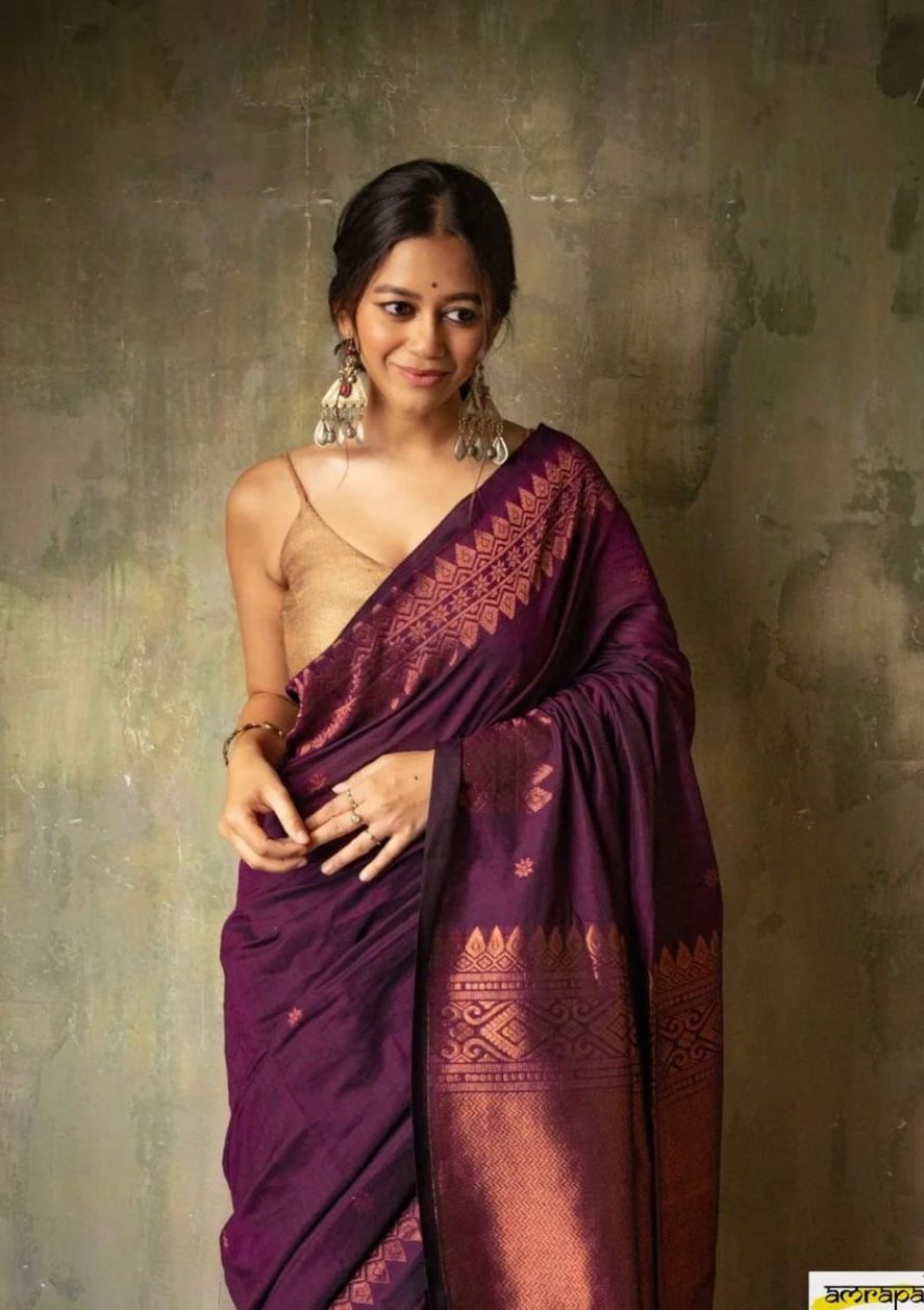 Purple Zari Work Saree