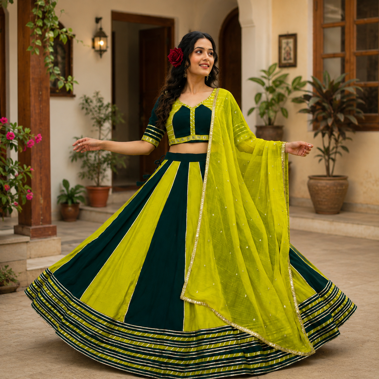 Navratri Special Pure Cotton Lehenga Choli Set | 6 Meter Flair | Real Hand Work | Festival Wear