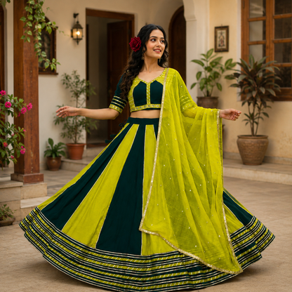 Navratri Special Pure Cotton Lehenga Choli Set | 6 Meter Flair | Real Hand Work | Festival Wear