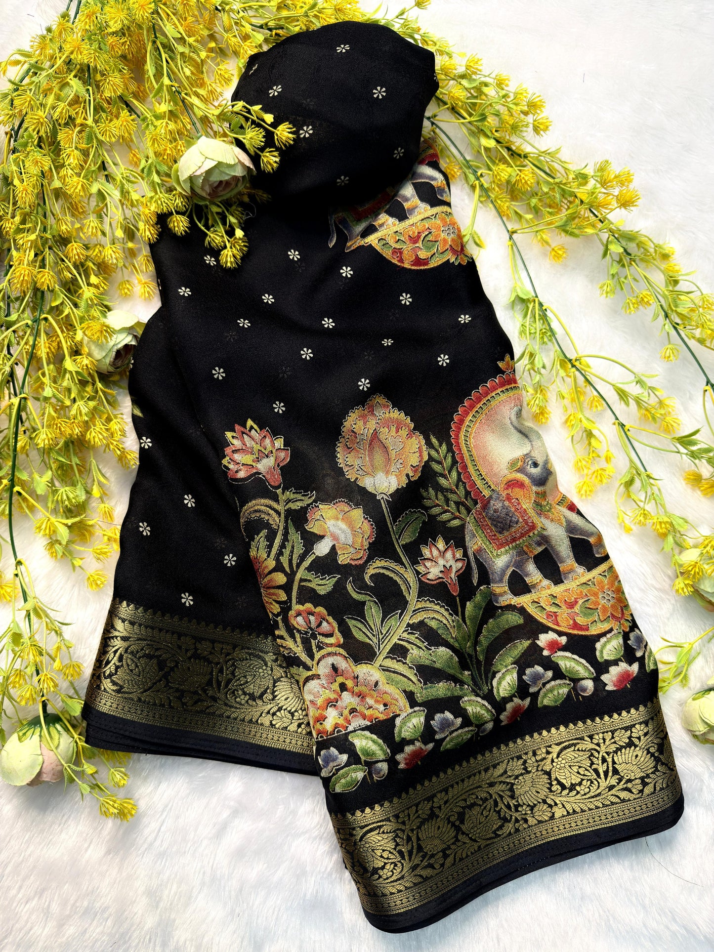 Ajrakh Soft Georgette Saree with Zari Border | Festive & Daily Wear