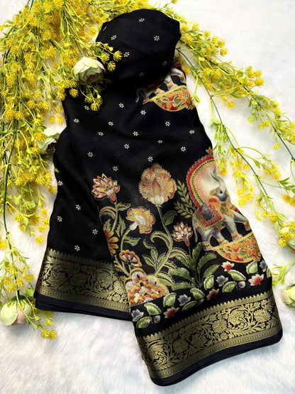 Ajrakh Soft Georgette Saree with Zari Border | Festive & Daily Wear