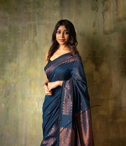 Navy Blue Zari Saree