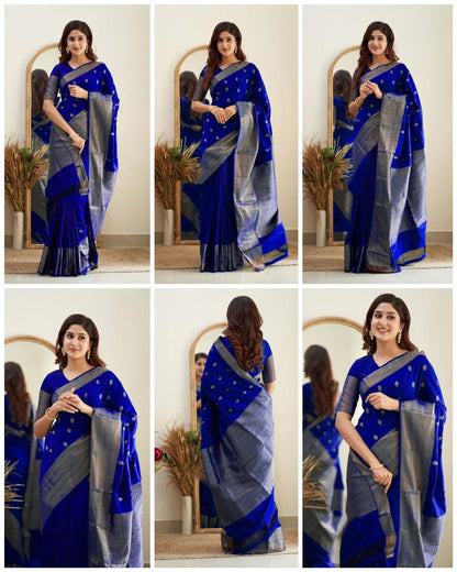 Royal Blue Cotton Silk Saree