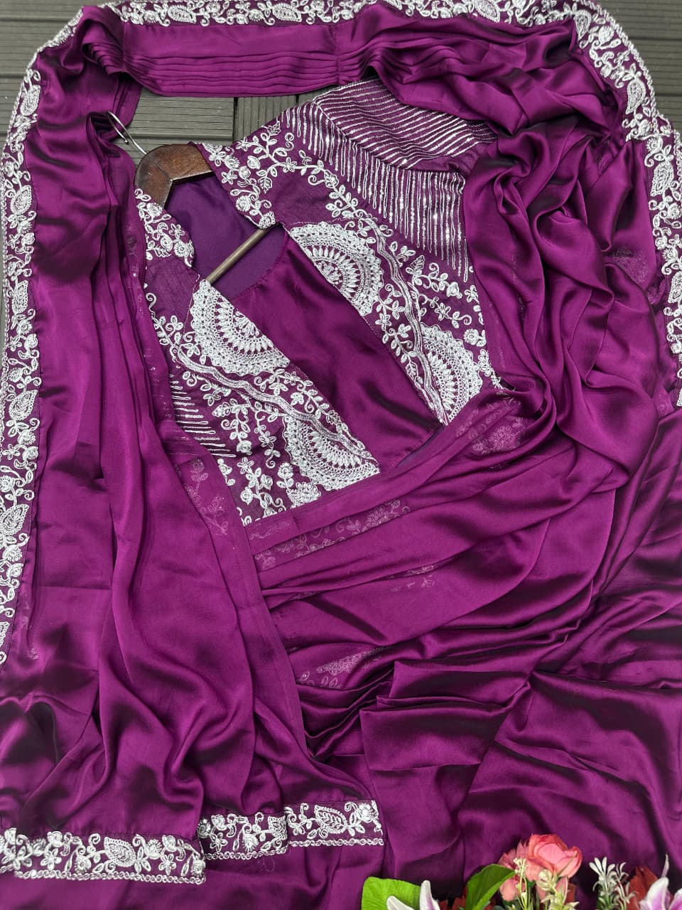 Heavy Rangoli Ready to Wear Saree with Embroidery Sequence Koti