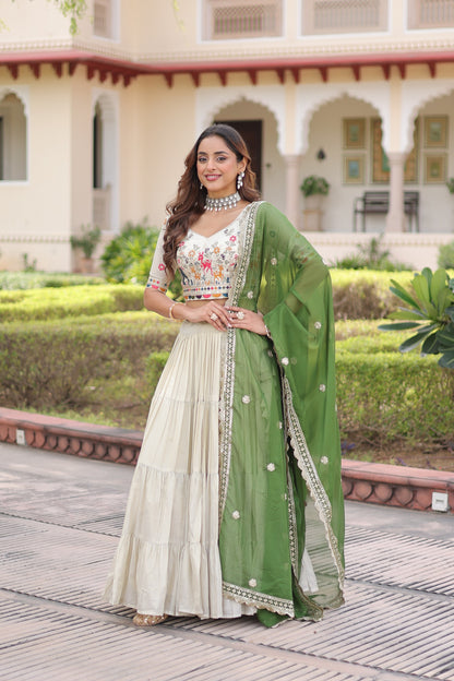 Premium Cosmos Silk Heavy Flair Lehenga Choli With Designer Dupatta (12 Meter Flair)