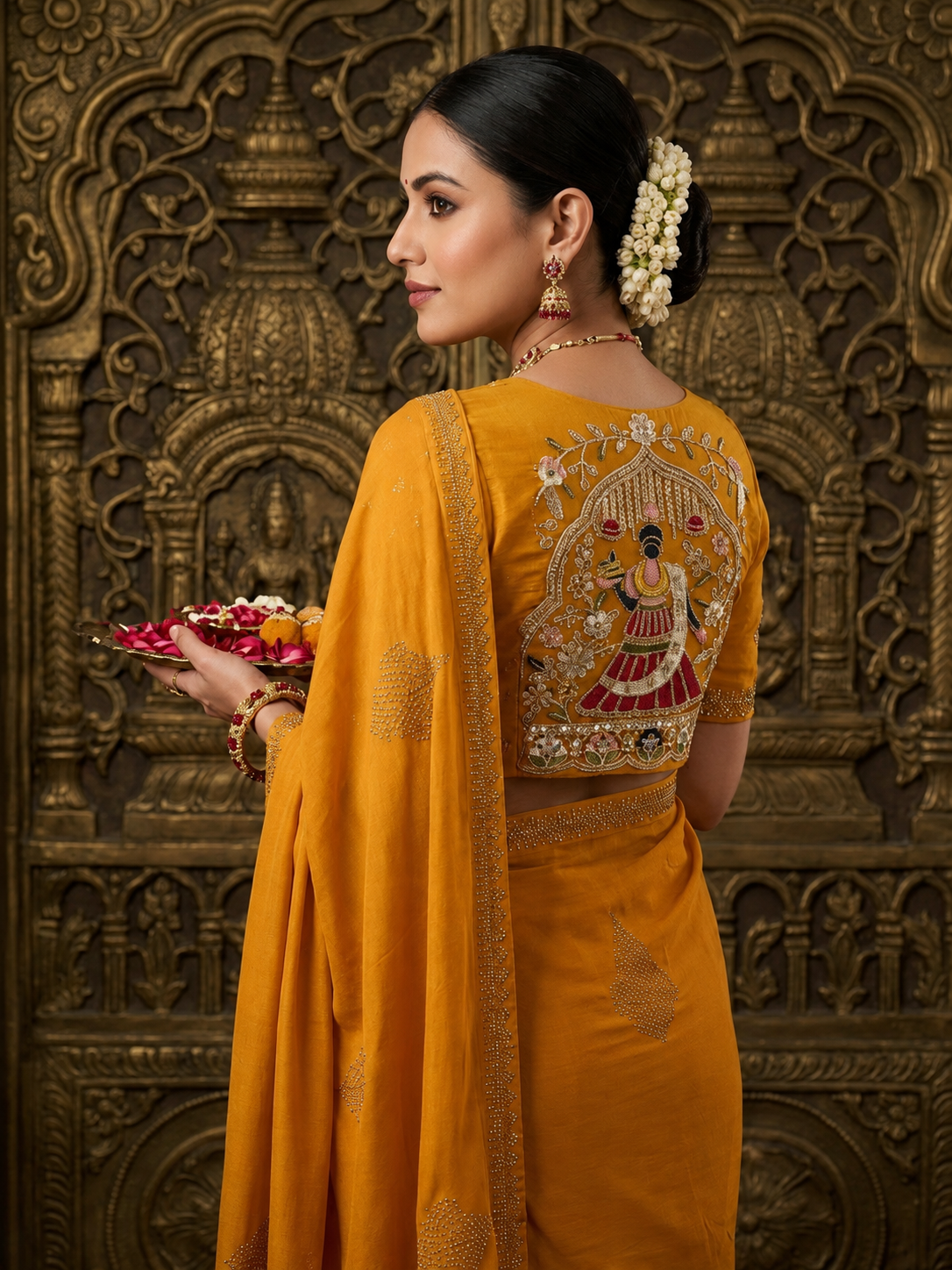 Star Georgette Saree with Swarovski Work & Heavy Beads Work Designer Blouse