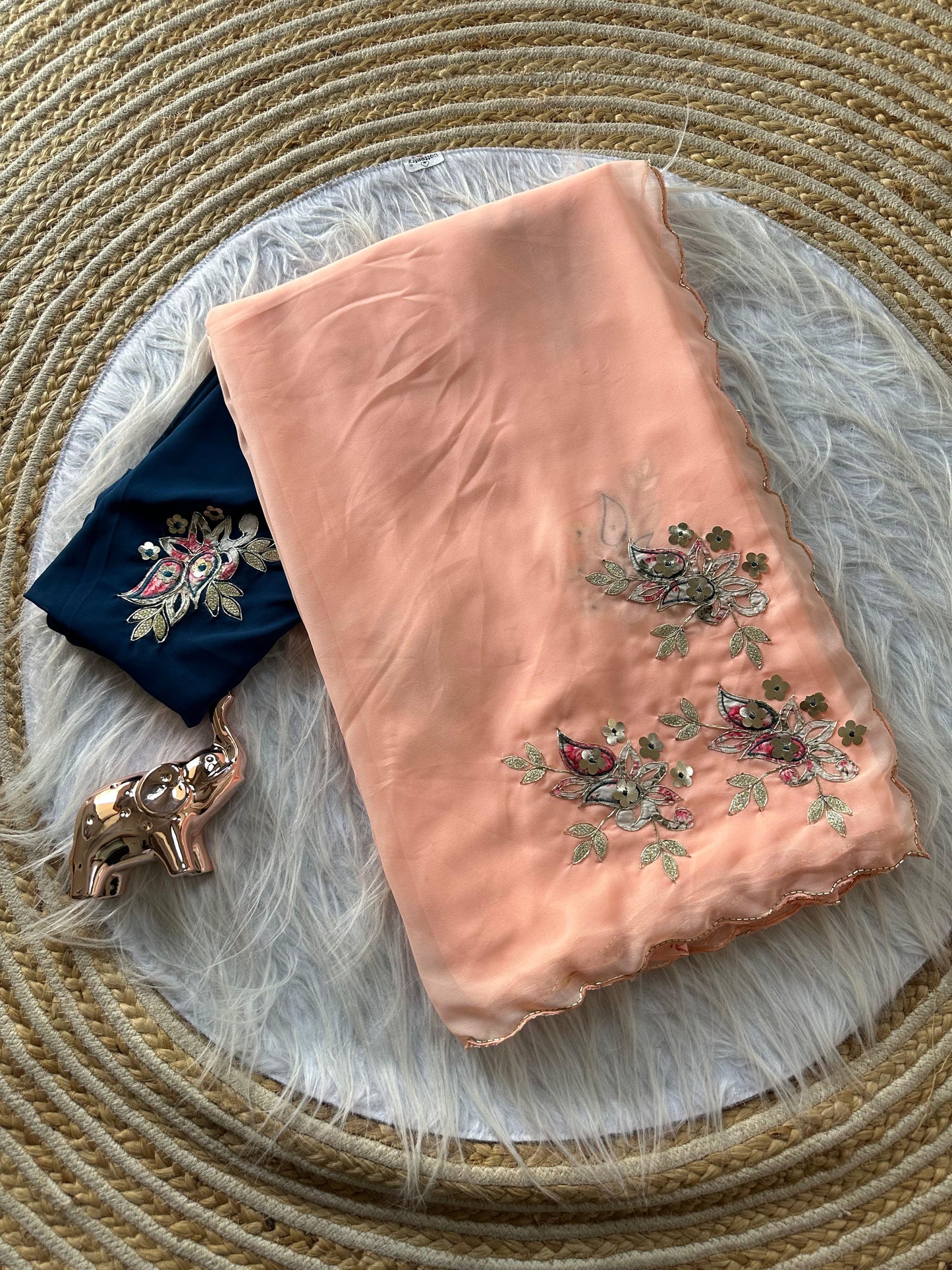 Designer Star Georgette Saree with Patch Work & Aarco Border