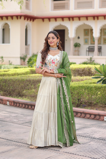 Premium Cosmos Silk Heavy Flair Lehenga Choli With Designer Dupatta (12 Meter Flair)