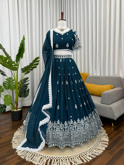 Premium Faux Georgette Embroidered Lehenga Choli Set
