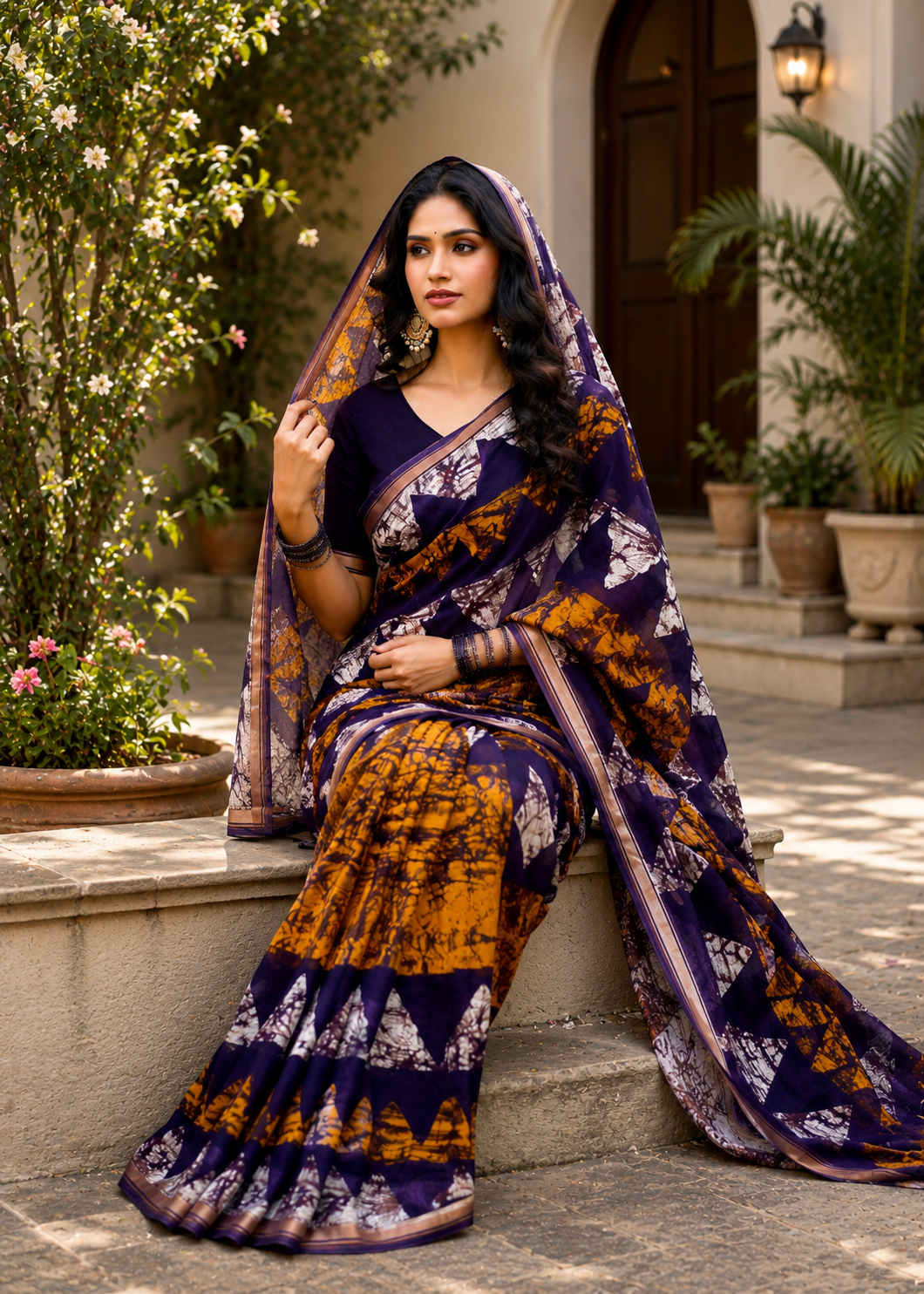 Pathshala Premium Viscose Mul Cotton Printed Saree with Zari Border