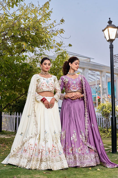 Wedding Embroidered Vichitra Silk Lehenga Choli Set