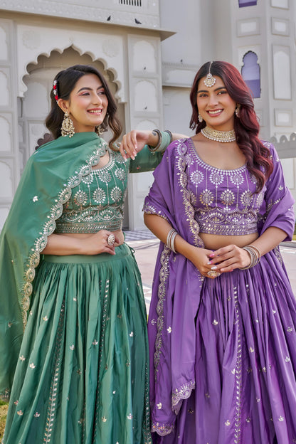 Festival Special Pure Crepe Silk Lehenga Choli With Heavy 7mm Embroidery Sequence Work