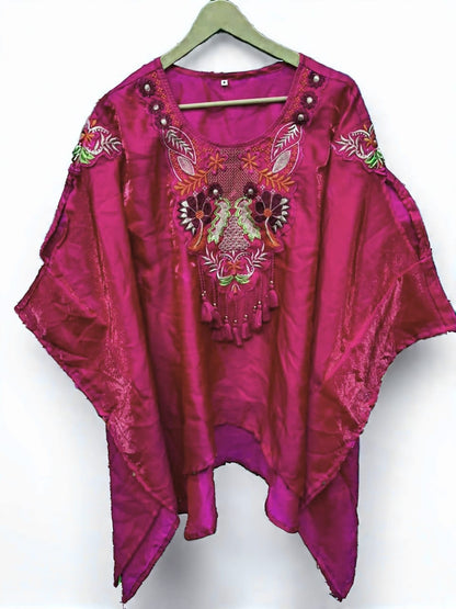Mojito Silk Embroidered Kaftan Co-ord Set – Festive Designer Pink Outfit