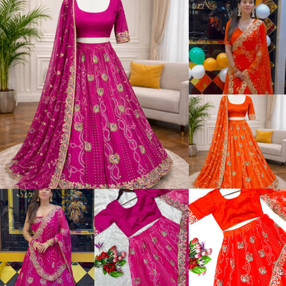 Bandhani Print Embroidered Lehenga Choli Set