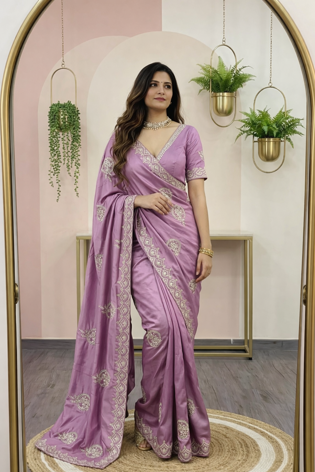 Premium HO Silk Saree with Fancy Gota Foil & Designer Embroidery Border