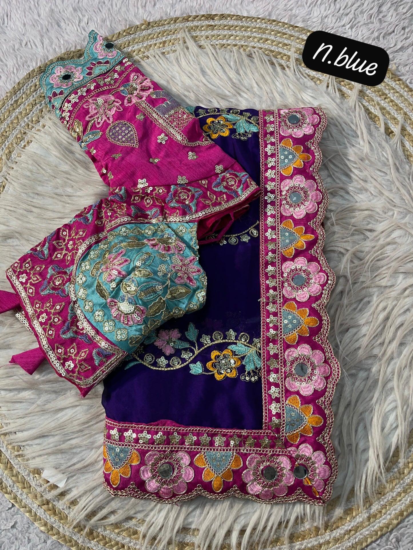Premium Rangoli Silk Designer Saree with Embroidery & Mirror Work Blouse