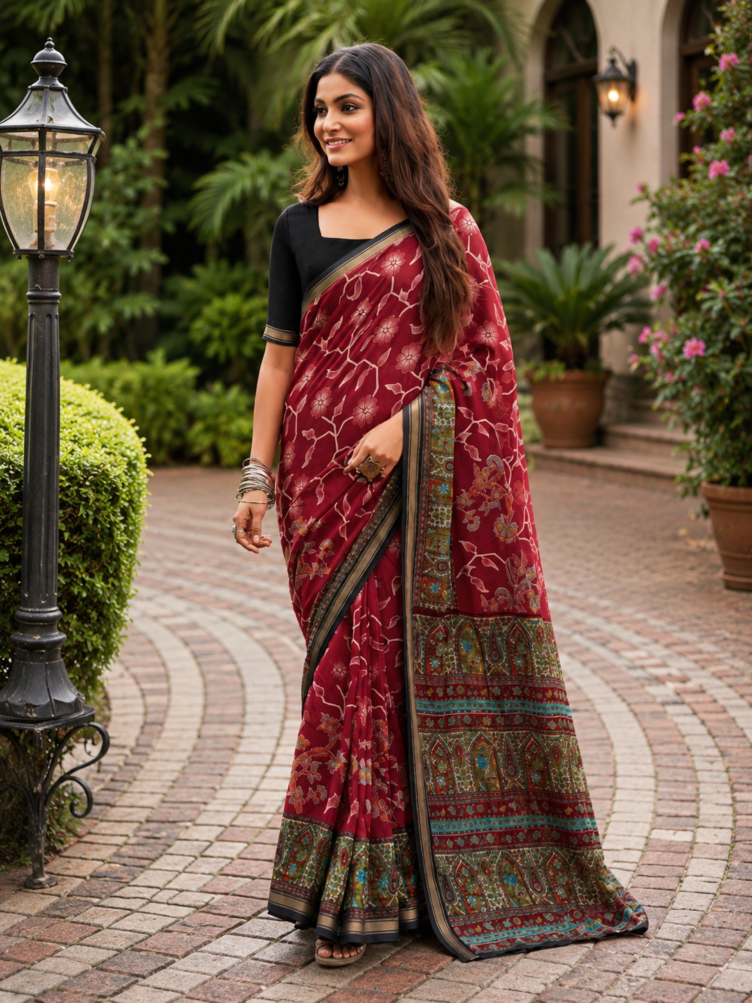 Pathshala Premium Viscose Mul Cotton Printed Saree with Zari Border