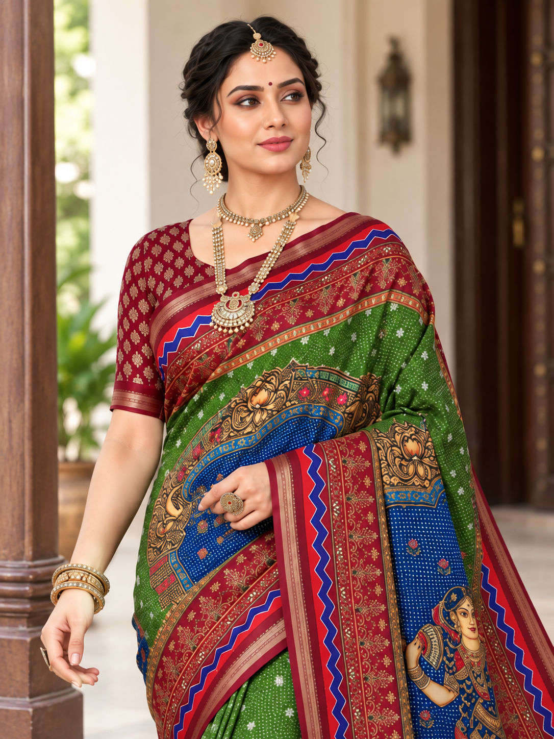 Premium Tussar Silk Printed Saree with Designer Blouse