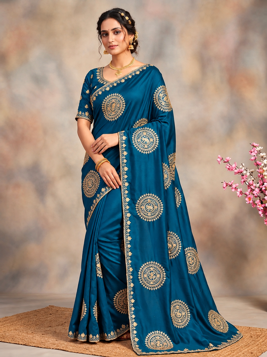 Premium H.O Silk Saree with Gotafoil Butta, C-Pallu & Cut Work Border