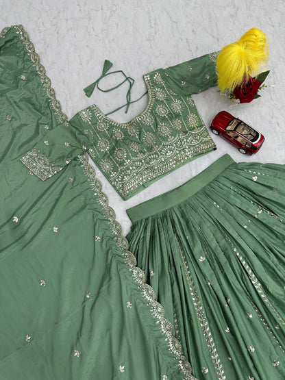 Festival Special Pure Crepe Silk Lehenga Choli With Heavy 7mm Embroidery Sequence Work