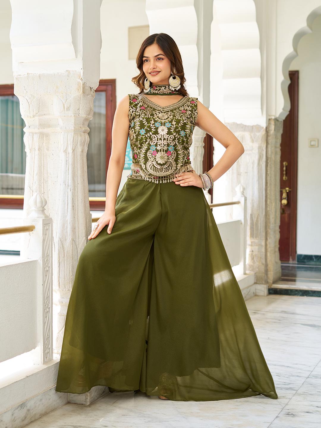 Designer Georgette Blouse Plazzo Set