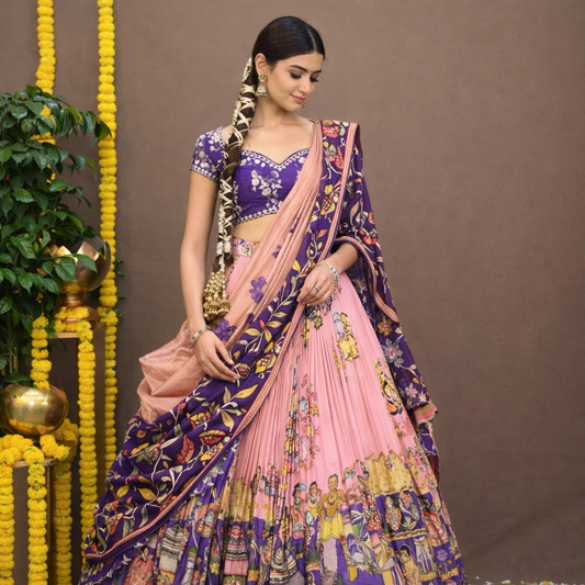 Kalamkari Print Cotton Lehenga Choli