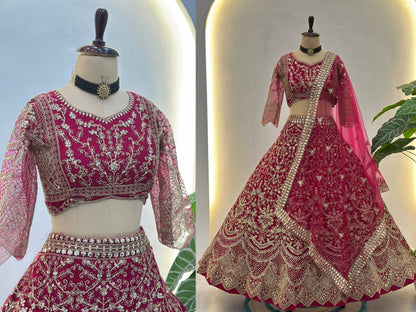 Premium Butterfly Net Designer Lehenga Choli with Heavy Embroidery (3 Colours)